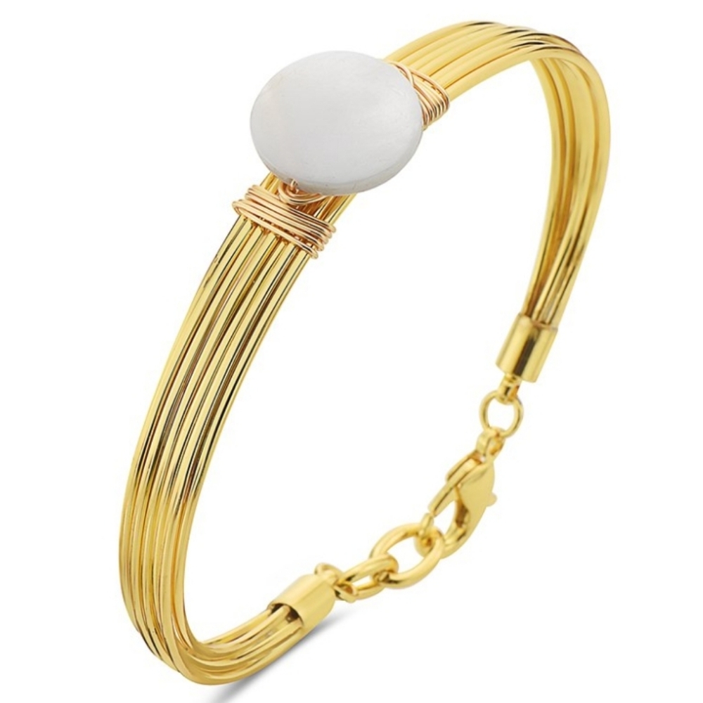 Jewelry Fiesta gold wire white stone cuff bangle bracelet